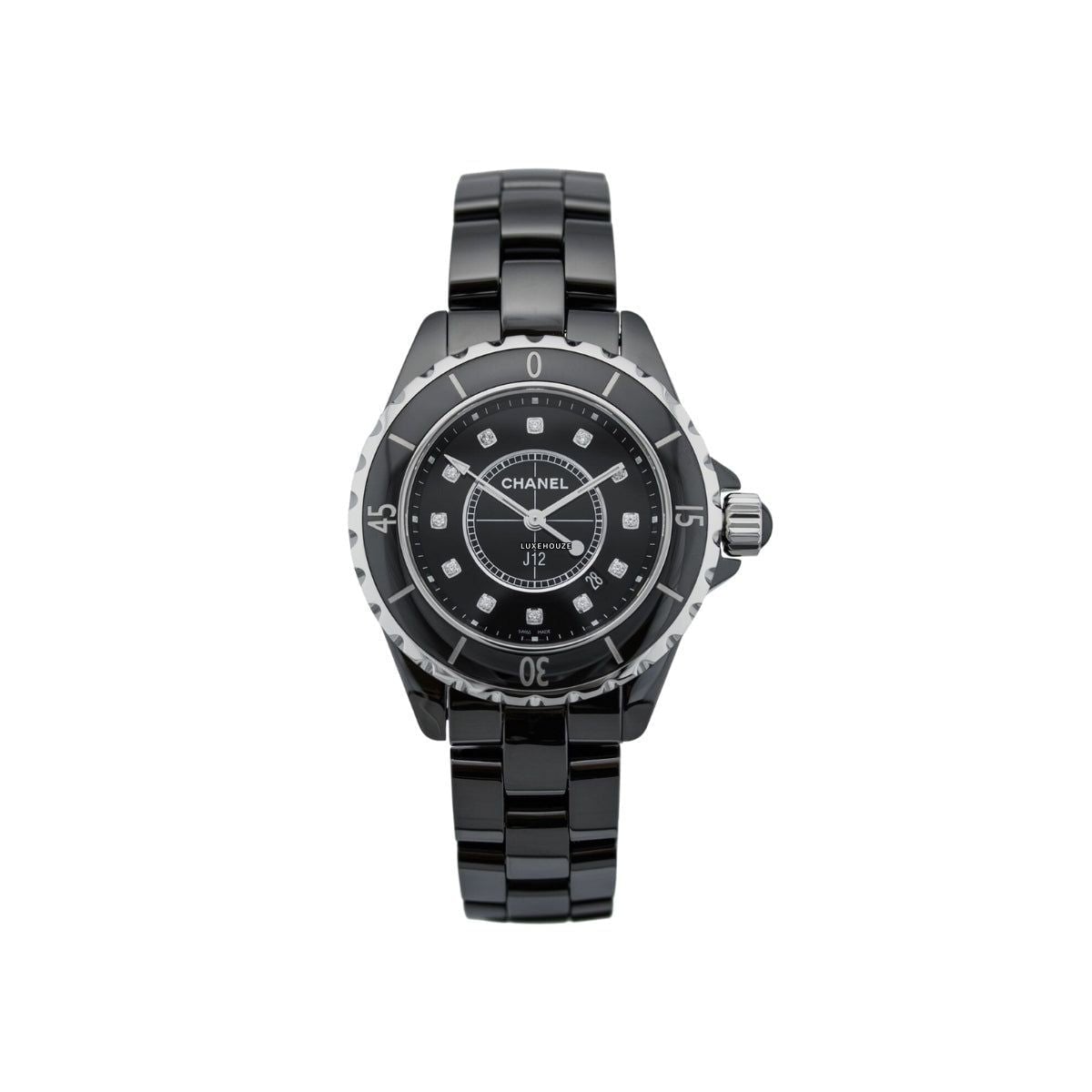 J12 Diamonds Black Ceramic Date 33 - H1625