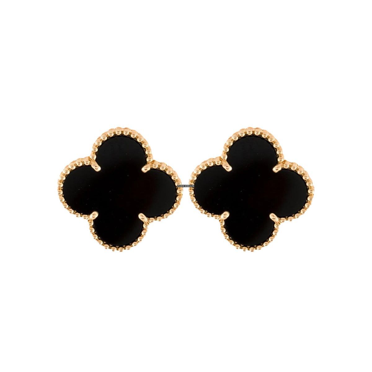 Magic Alhambra Earrings 18K Yellow Gold Onyx VCARA44300-Van Cleef & Arpels