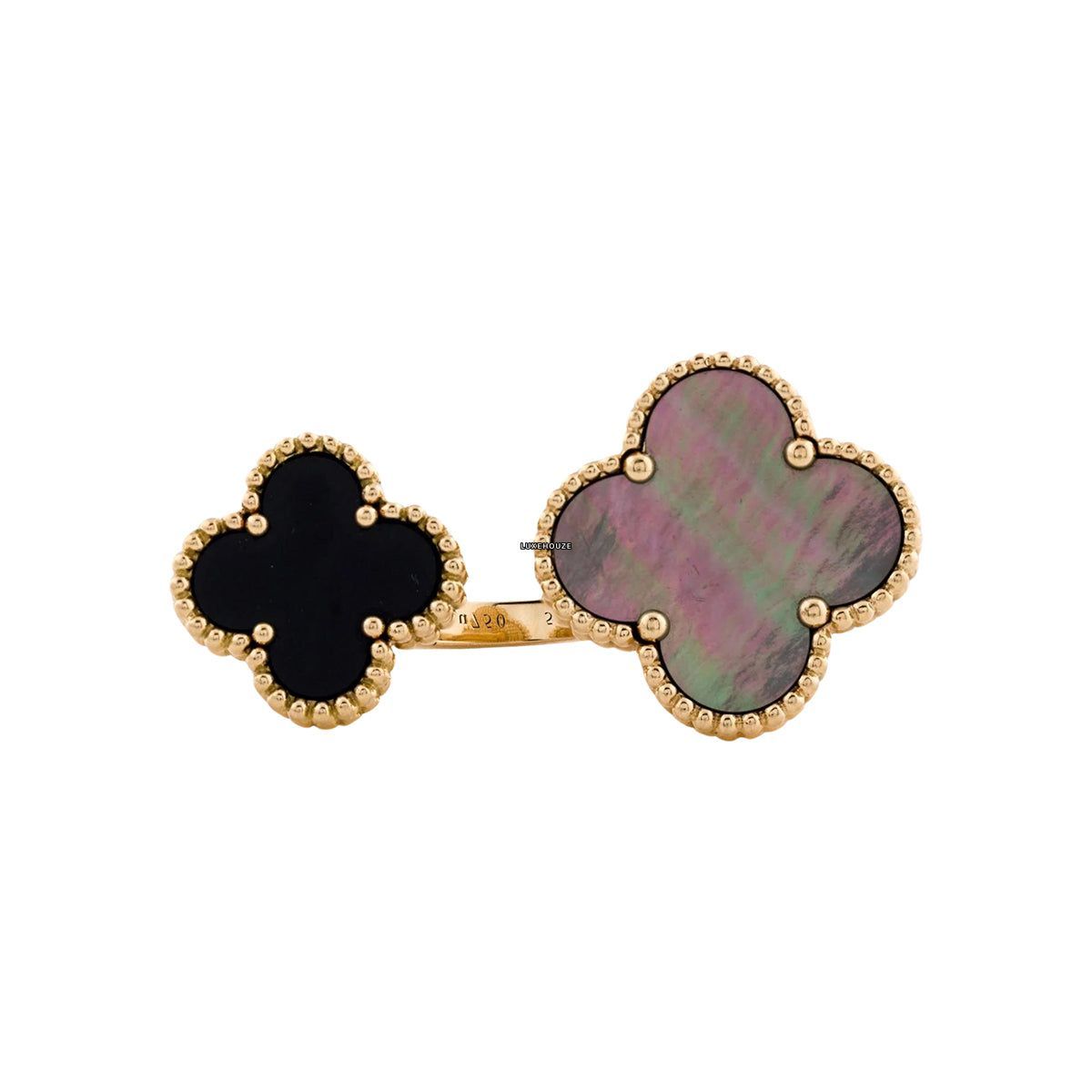 Magic Alhambra Between the Finger Ring 18K Yellow Gold Mother-of-pearl Onyx VCARN05700-Van Cleef & Arpels