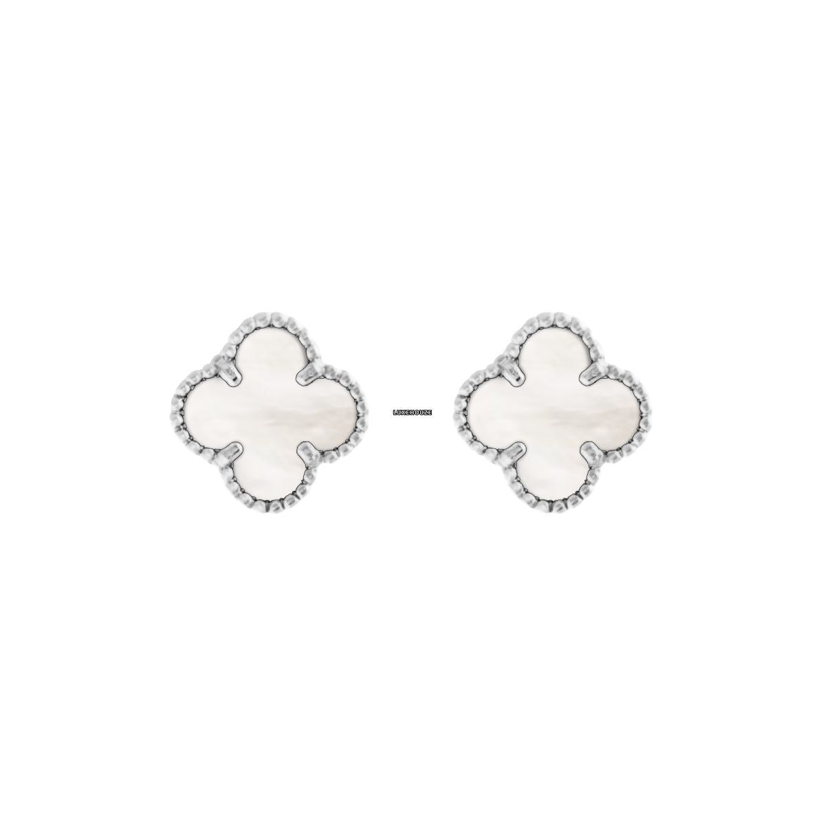 Sweet Alhambra Earstuds 18K White Gold Mother-of-pearl VCARG12000-Van Cleef & Arpels
