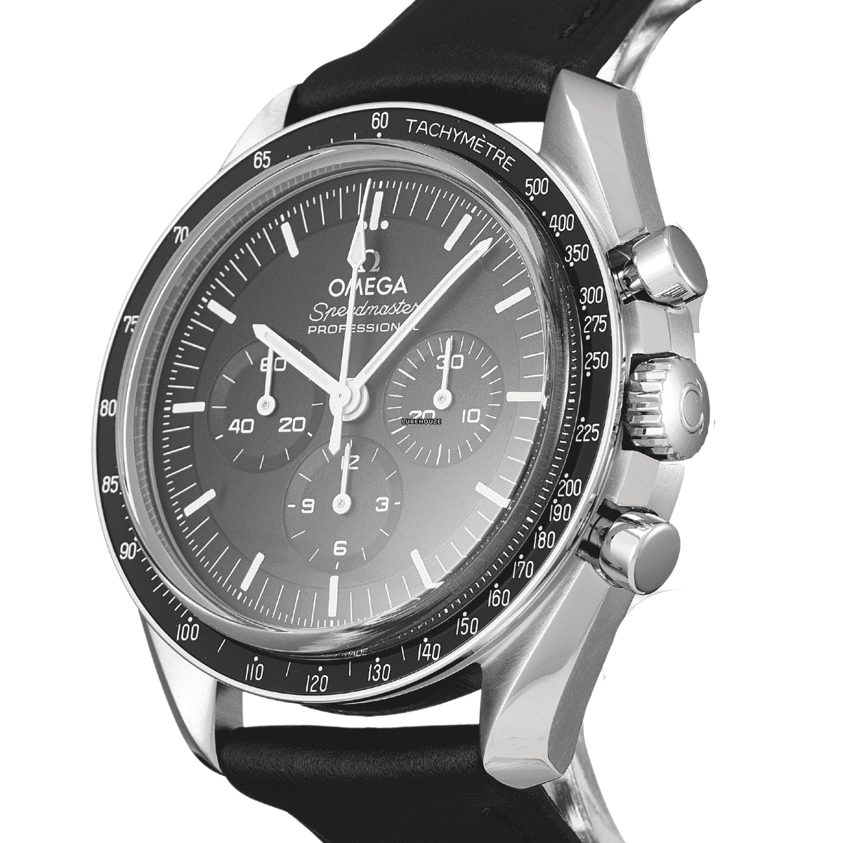 Speedmaster Moonwatch 31032425001002 Black Dial, Leather Strap