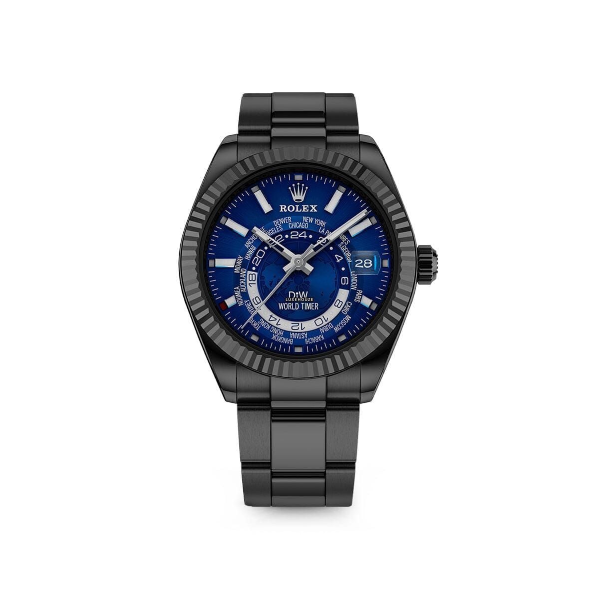 World Timer Black DLC Blue-DiW