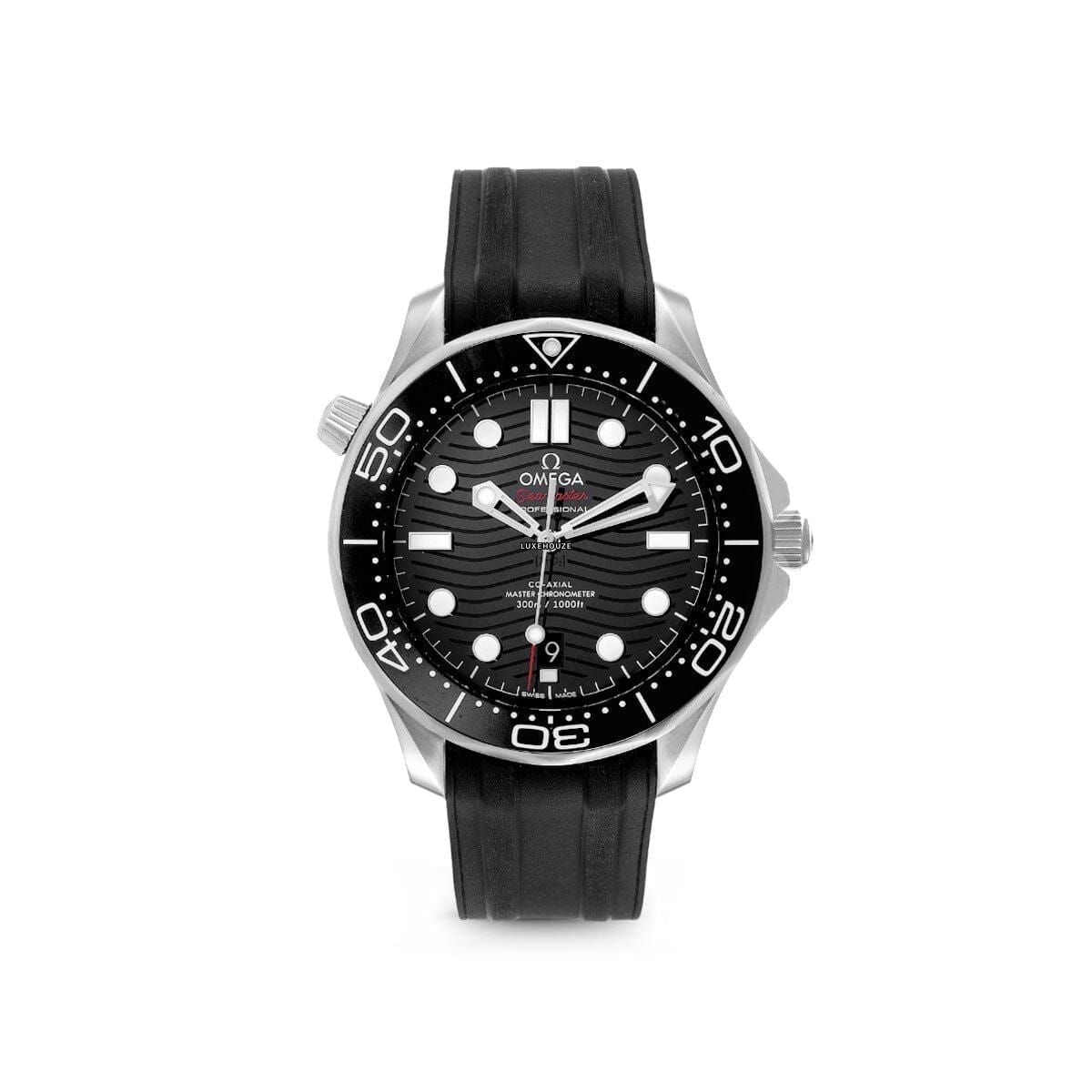 Seamaster Diver 300M 21032422001001 Black Dial, Rubber Strap-Omega