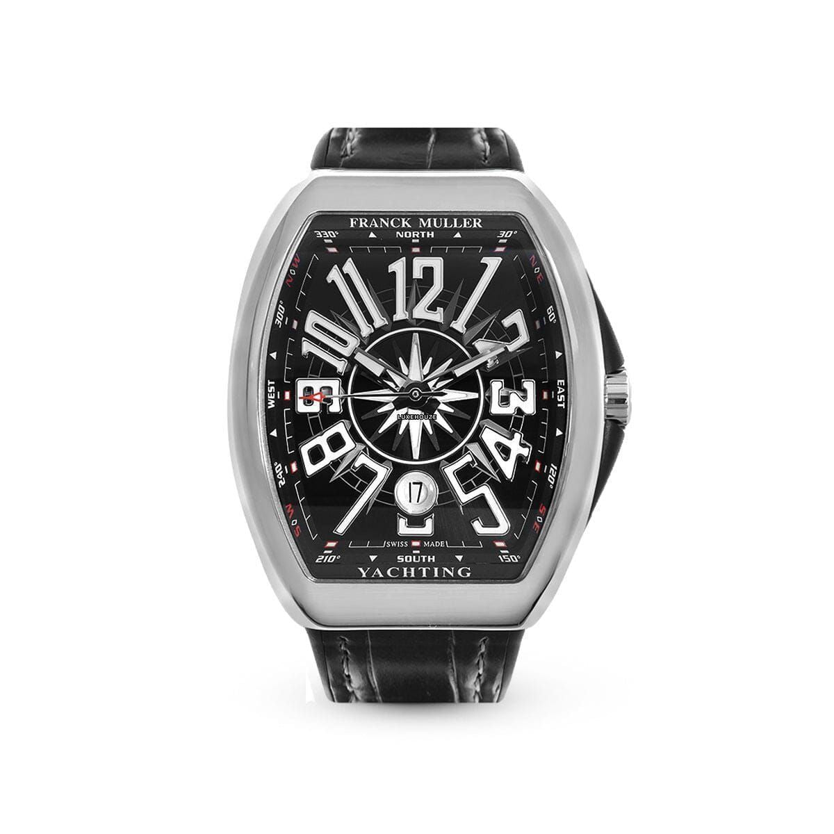 Vanguard V 41 SC DT YACHTING AC.NR (NR.BLC AC) (Black Dial, White Numbers)-Franck Muller