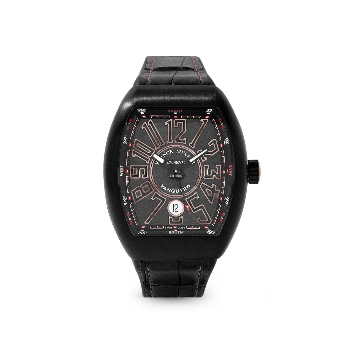 Vanguard V 41 SC DT TT NR 5N (Black Dial, Rose Gold Numbers)-Franck Muller
