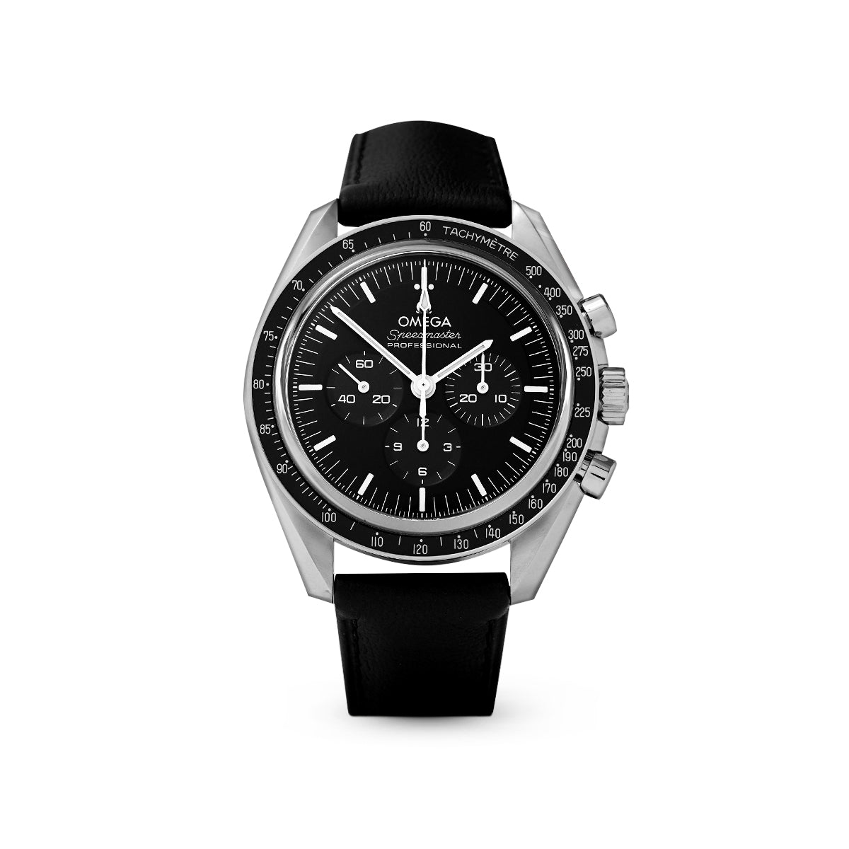 Speedmaster Moonwatch 31032425001002 Black Dial, Leather Strap