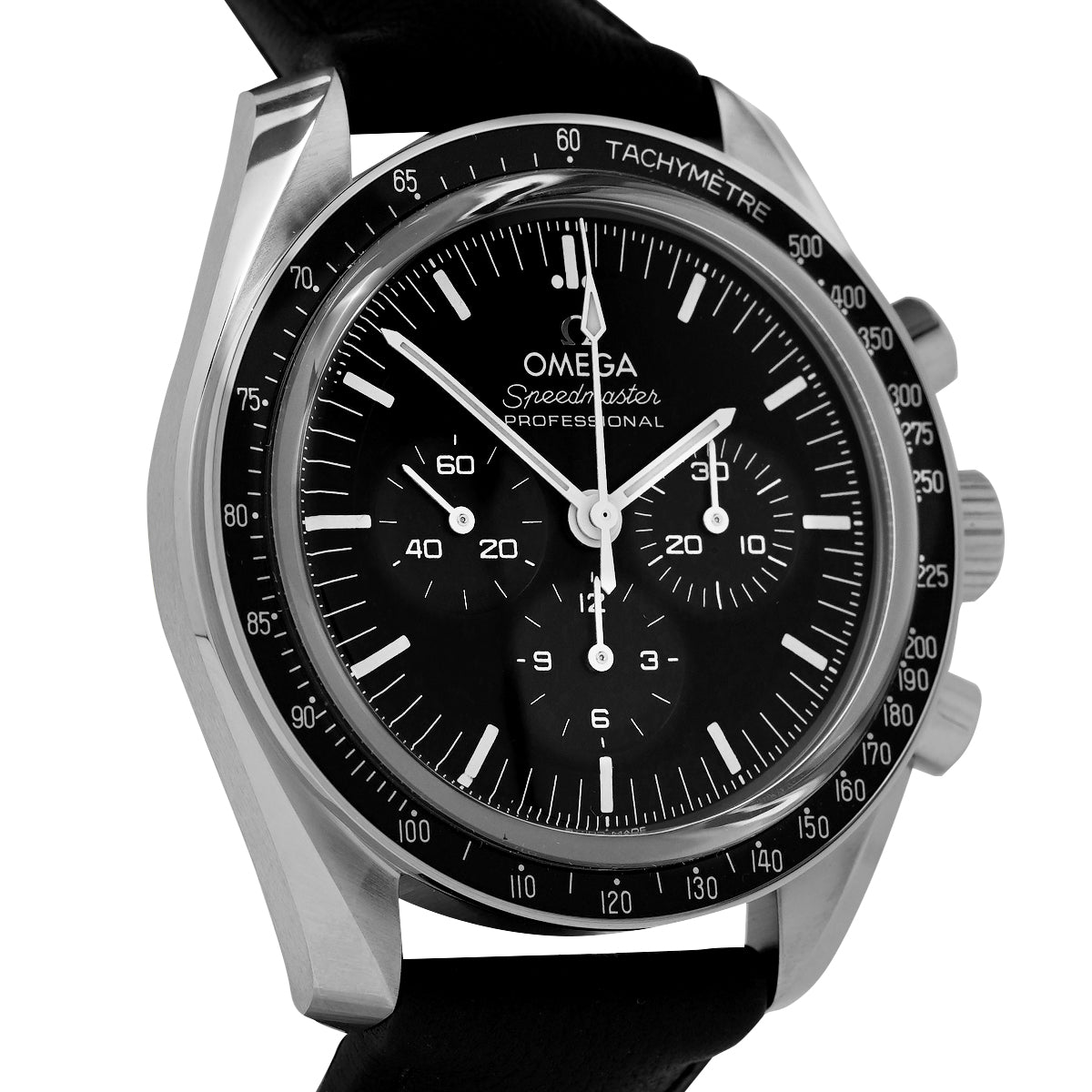 Speedmaster Moonwatch 31032425001002 Black Dial, Leather Strap