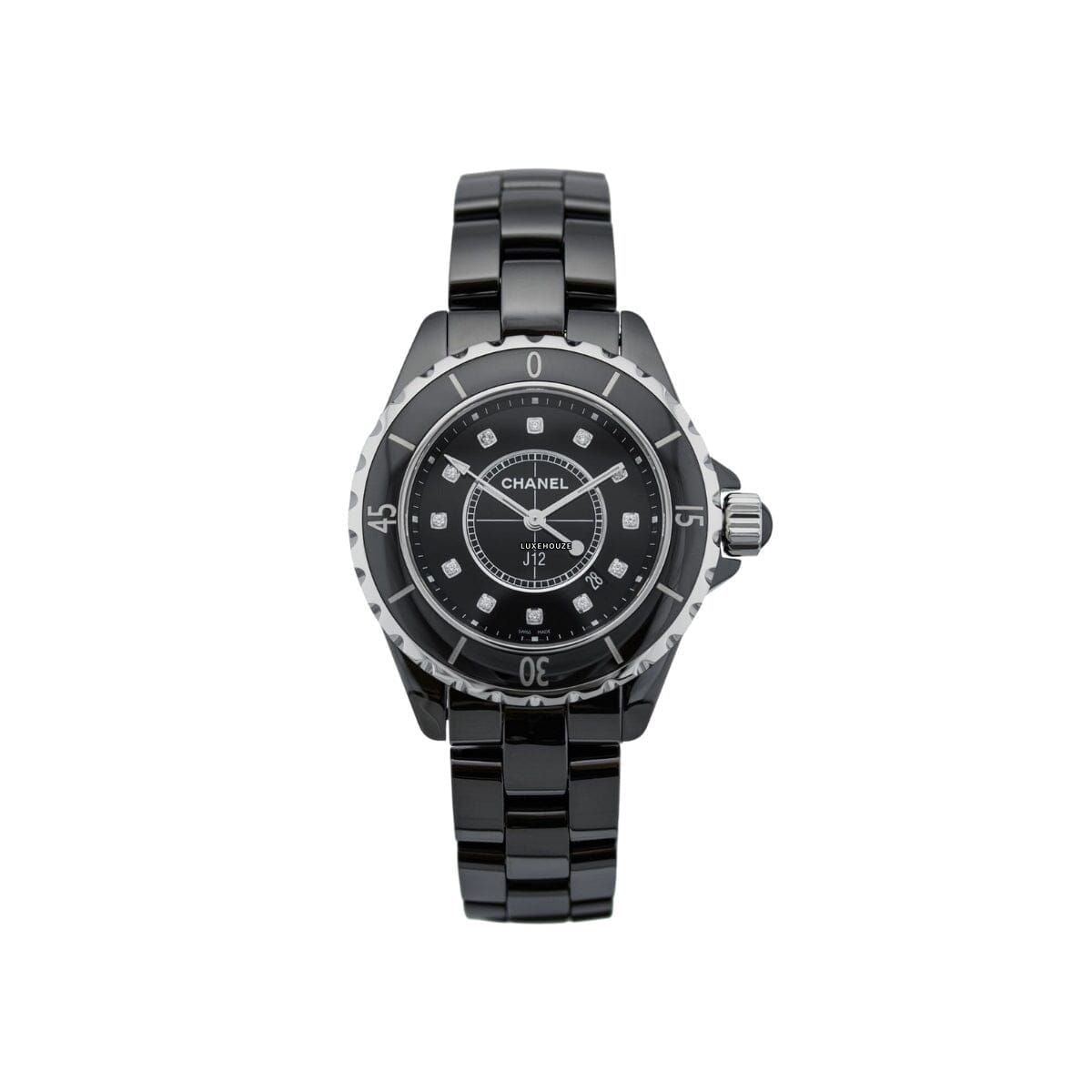 J12 Diamonds Black Ceramic Date 33 - H1625-Chanel