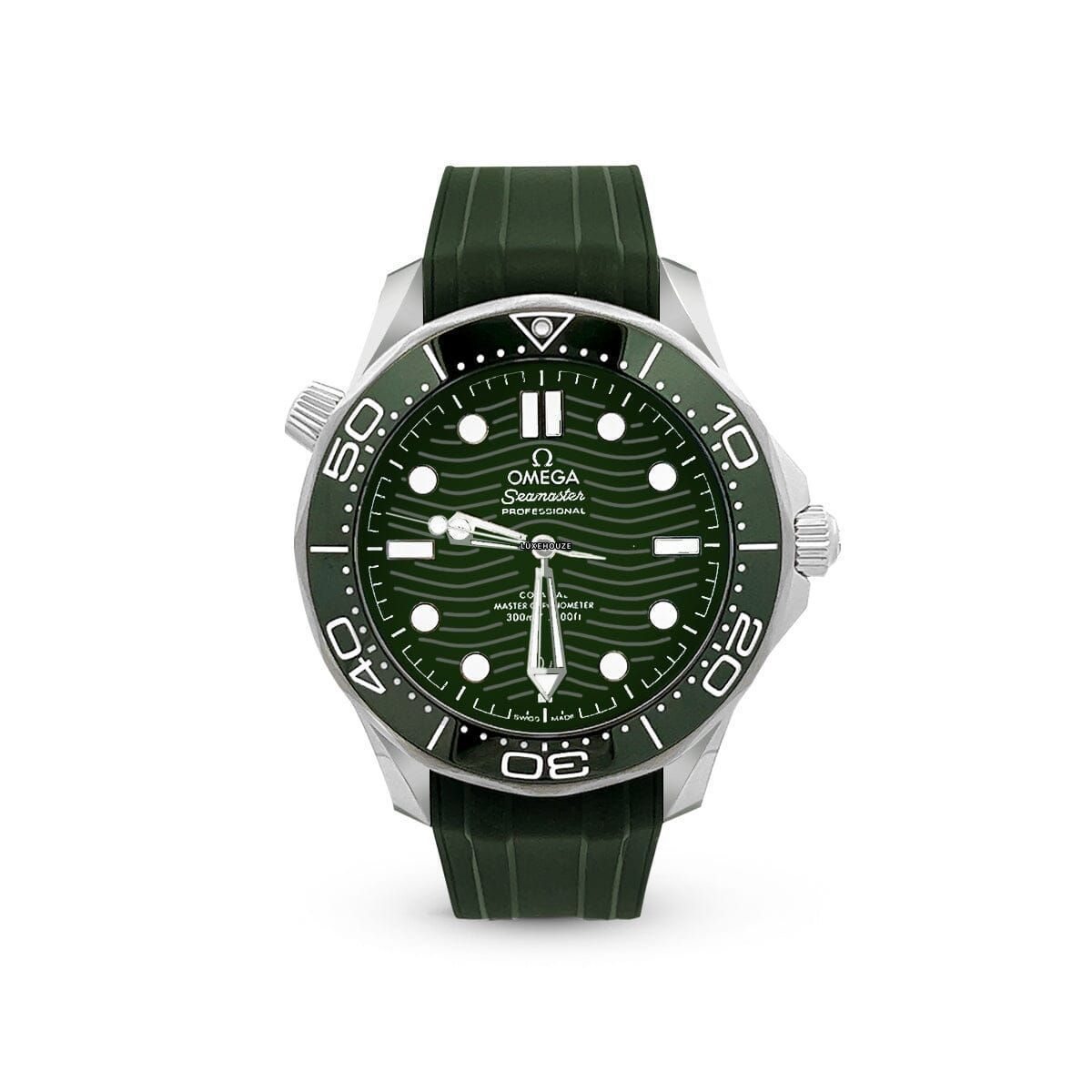 Seamaster Co-Axial 300M 21032422010001 Green Dial, Rubber Strap-Omega