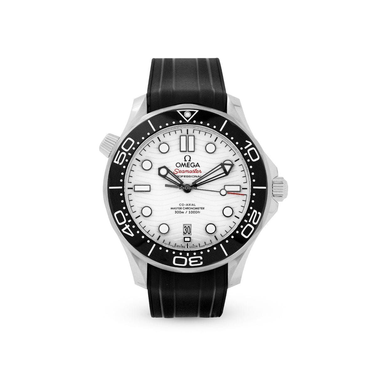 Seamaster Co-Axial 300M 21032422004001 White Dial, Rubber Strap-Omega