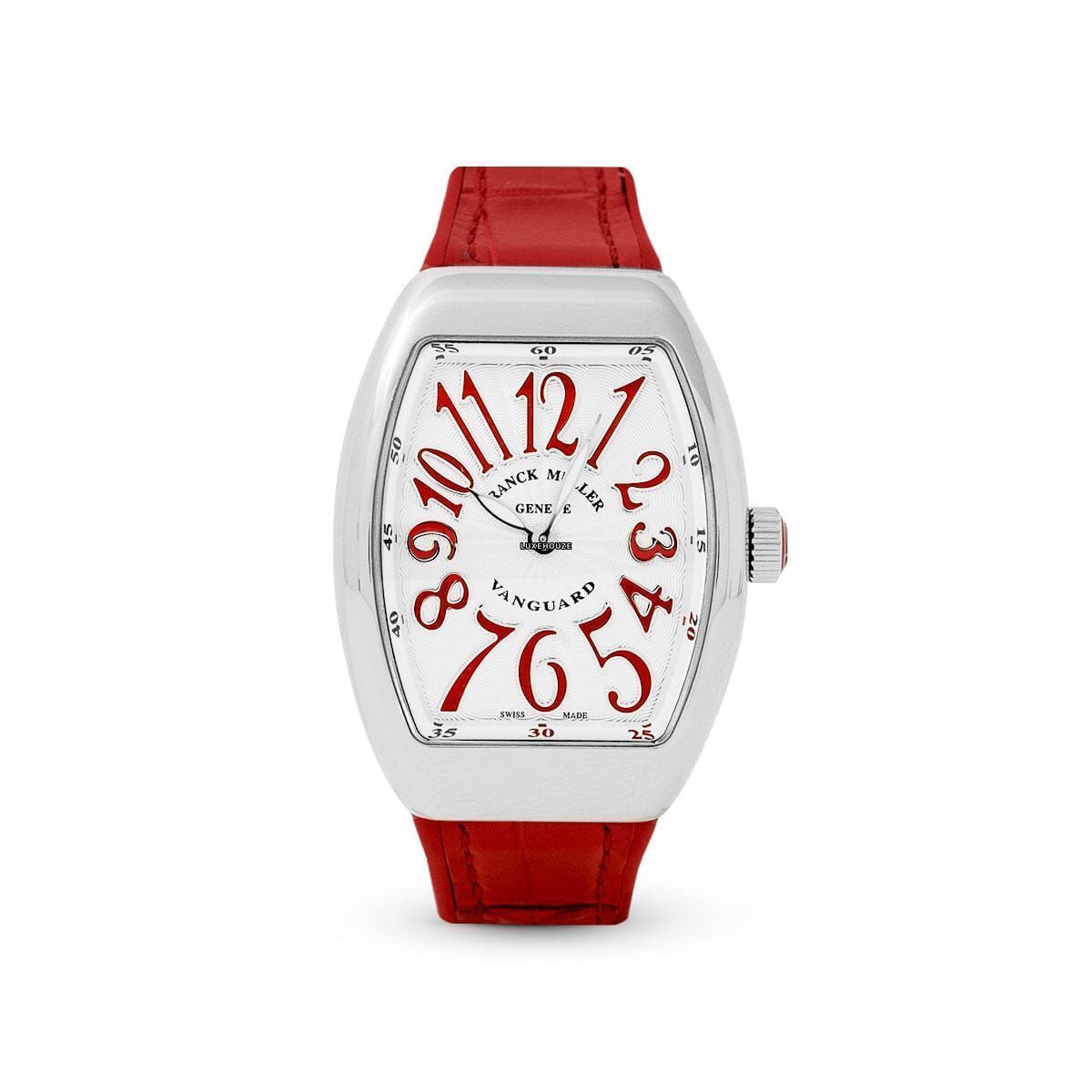 Vanguard V 32 QZ AC.RG (BLC.BLC RG) (White Dial, Red Numbers)