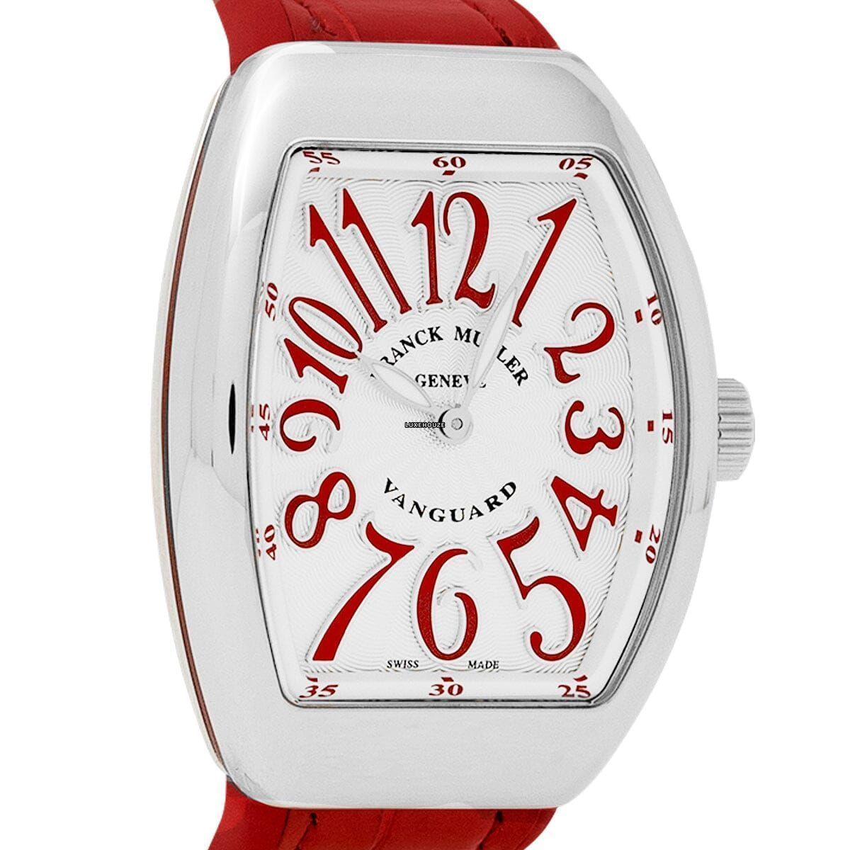 Vanguard V 32 QZ AC.RG (BLC.BLC RG) (White Dial, Red Numbers)