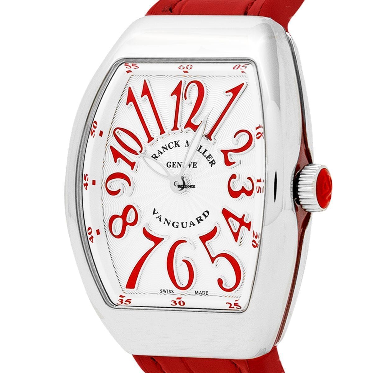 Vanguard V 32 QZ AC.RG (BLC.BLC RG) (White Dial, Red Numbers)