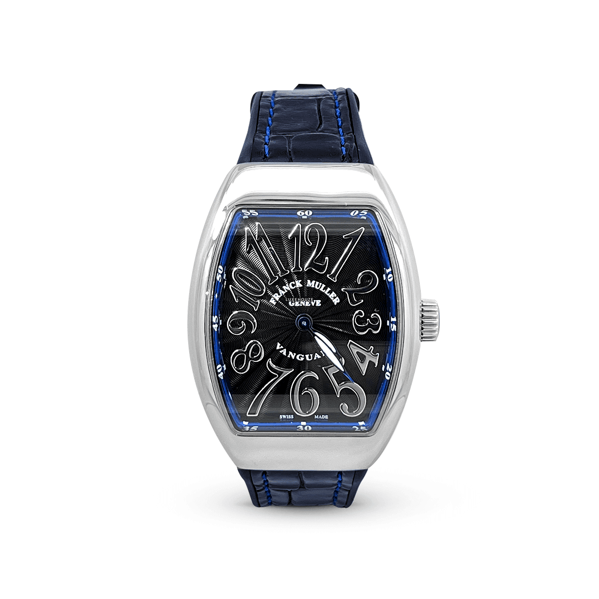 Vanguard V 32 QZ AC.BU (BU.NR AC) (Dark Blue Dial, Silver Numbers)-Franck Muller