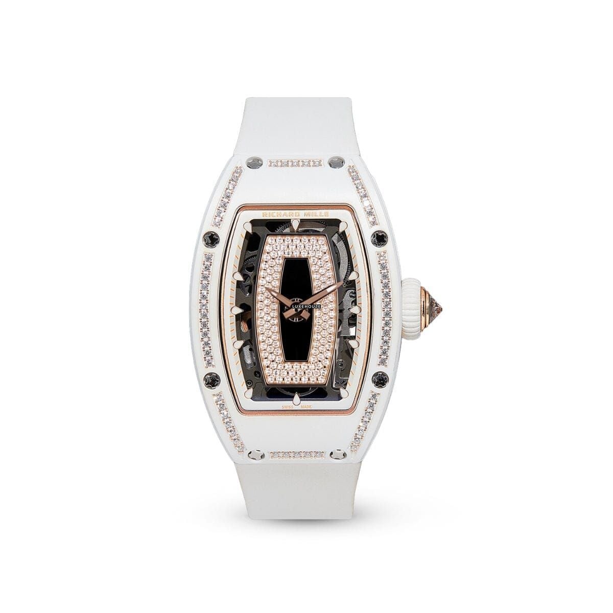 RM07-01 White Ceramic 1 Row Diamonds (Black Lips)-Richard Mille