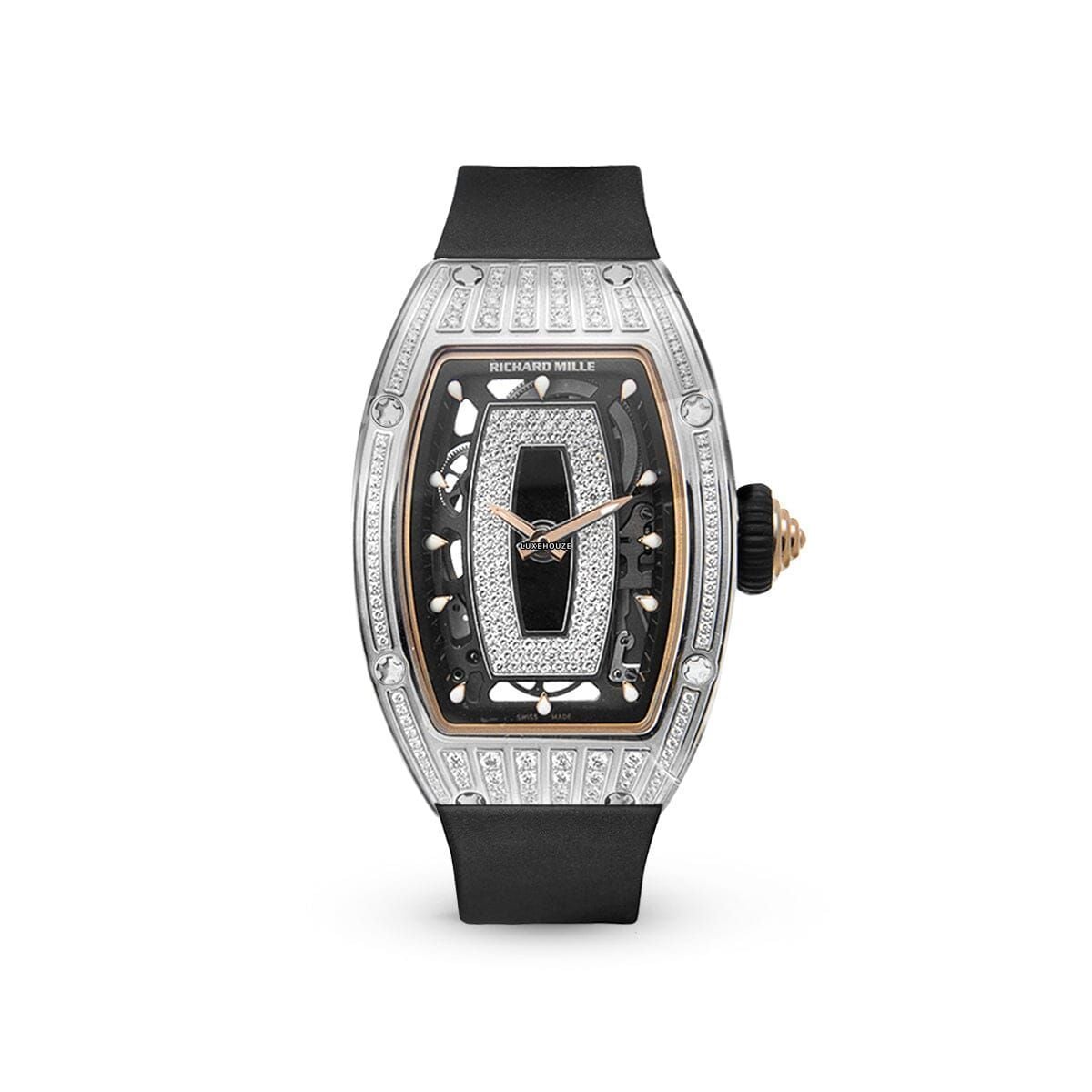 RM07-01 White Gold Medium Set Diamonds (Black Lips)-Richard Mille