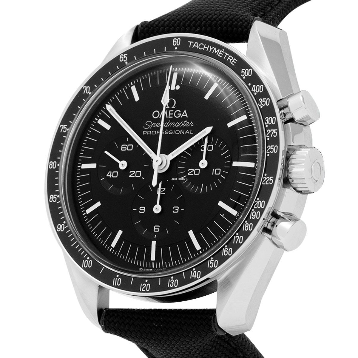 Speedmaster Moonwatch 31032425001001 Black Dial, Hesalite Crystal, Nylon Fabric Strap