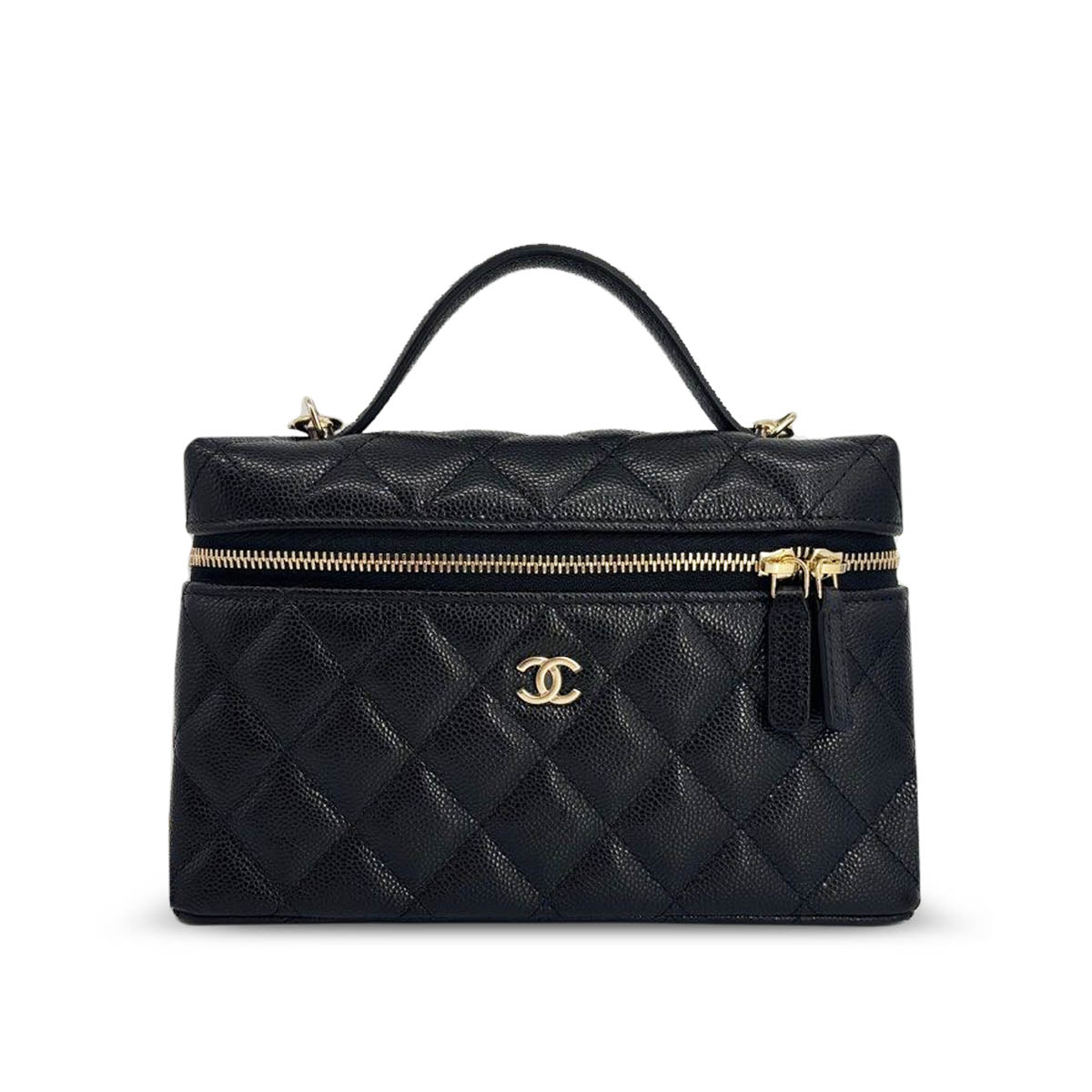 Chanel Chanel Vanity Top Handle Slingbag in Black Gold Hardware 