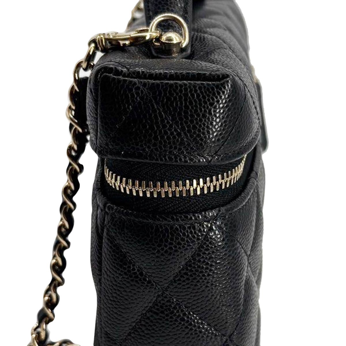 Chanel Vanity Top Handle Slingbag in Black Gold Hardware