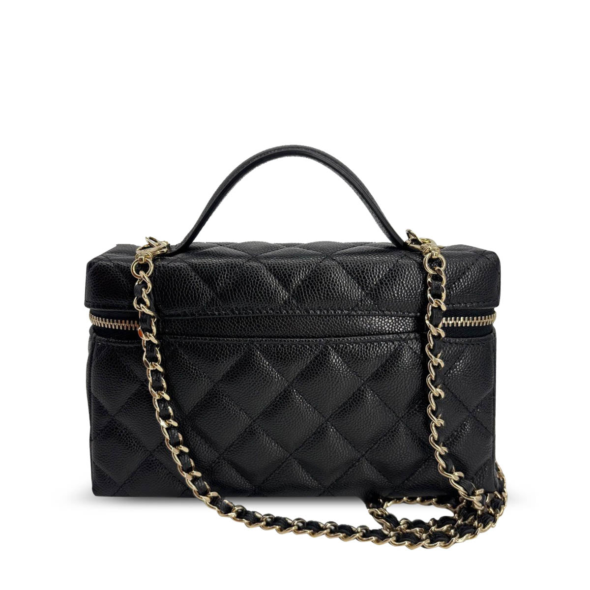 Chanel Vanity Top Handle Slingbag in Black Gold Hardware