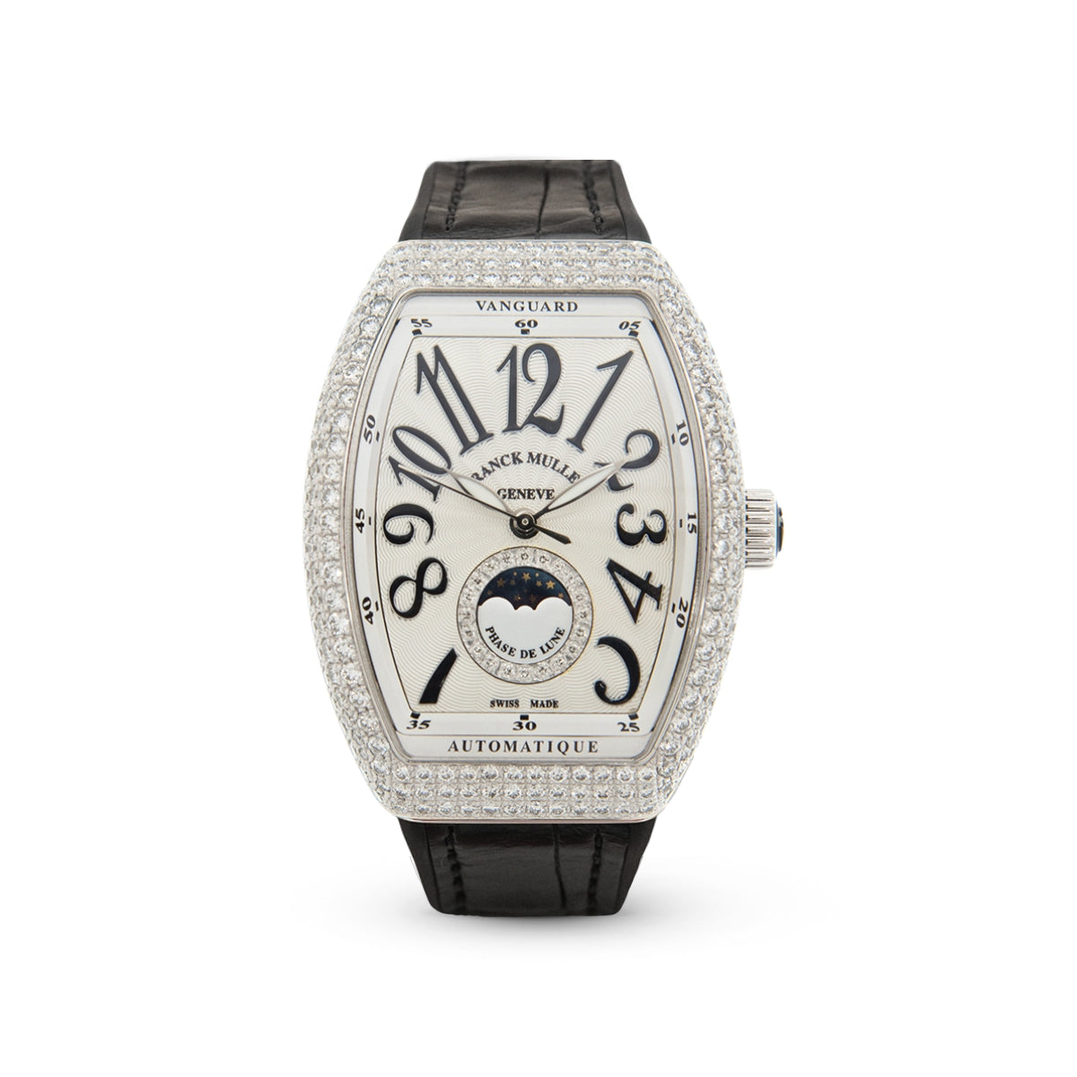 Vanguard V 32 SC AT FO AC.NR Moonphase (BLC. NR AC) (White Dial, Black Numbers, Medium Aftersetting)