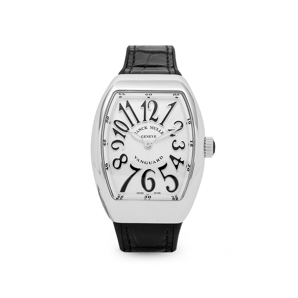 Vanguard V 32 QZ AC.NR (BLC.NR AC) (White Dial, Black Numbers)-Franck Muller