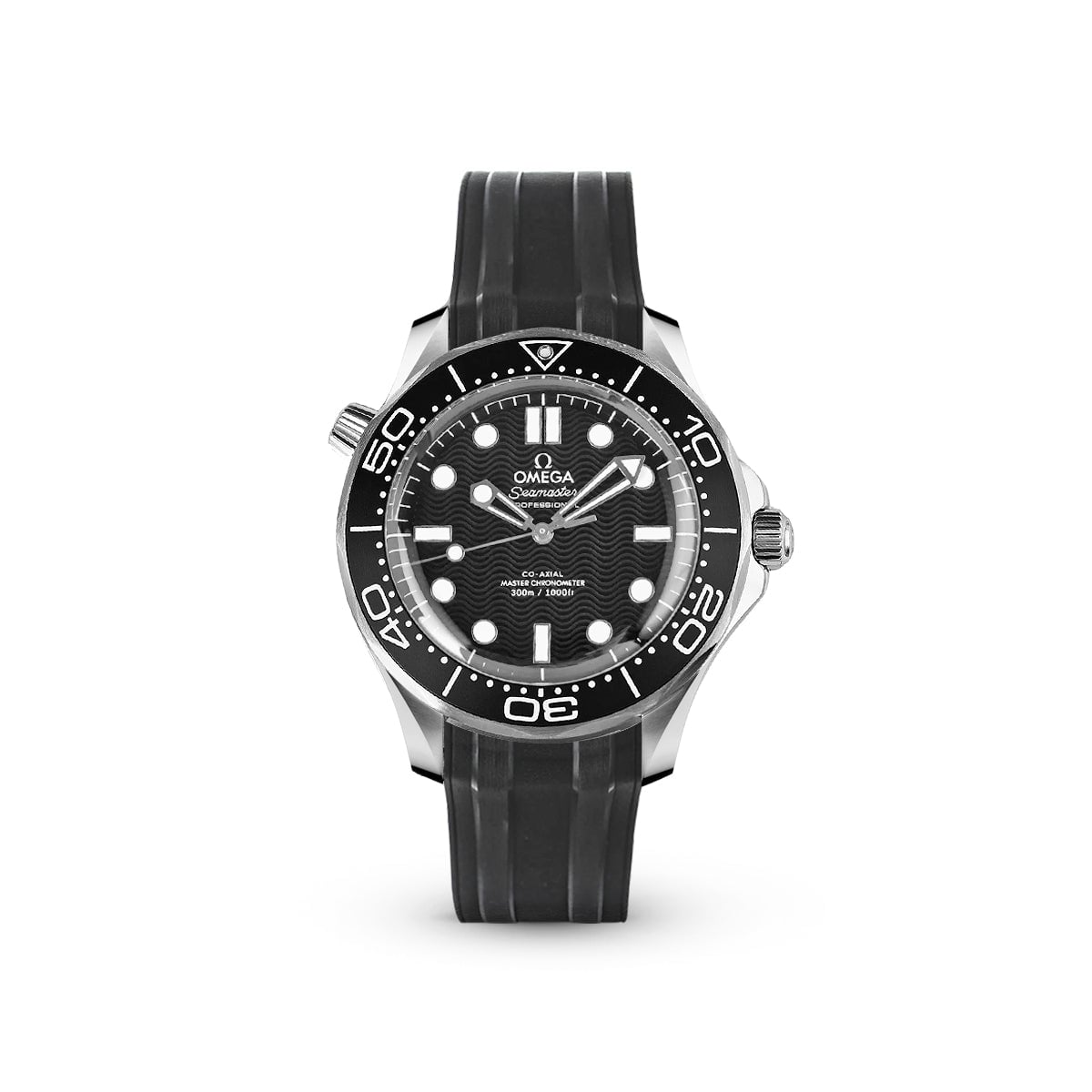 Seamaster Diver 300M 21032422001003 Black Dial, Rubber Strap-Omega