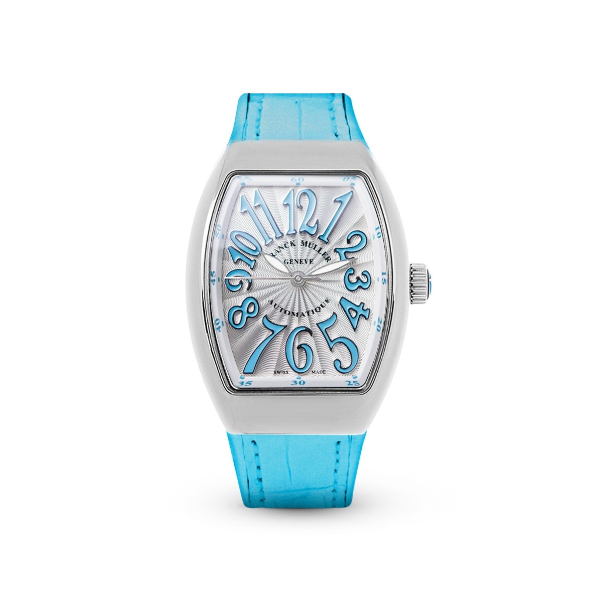 Vanguard V 32 SC AT FO AC.BL (BLC.BL AC) (White Dial, Blue Numbers)-Franck Muller