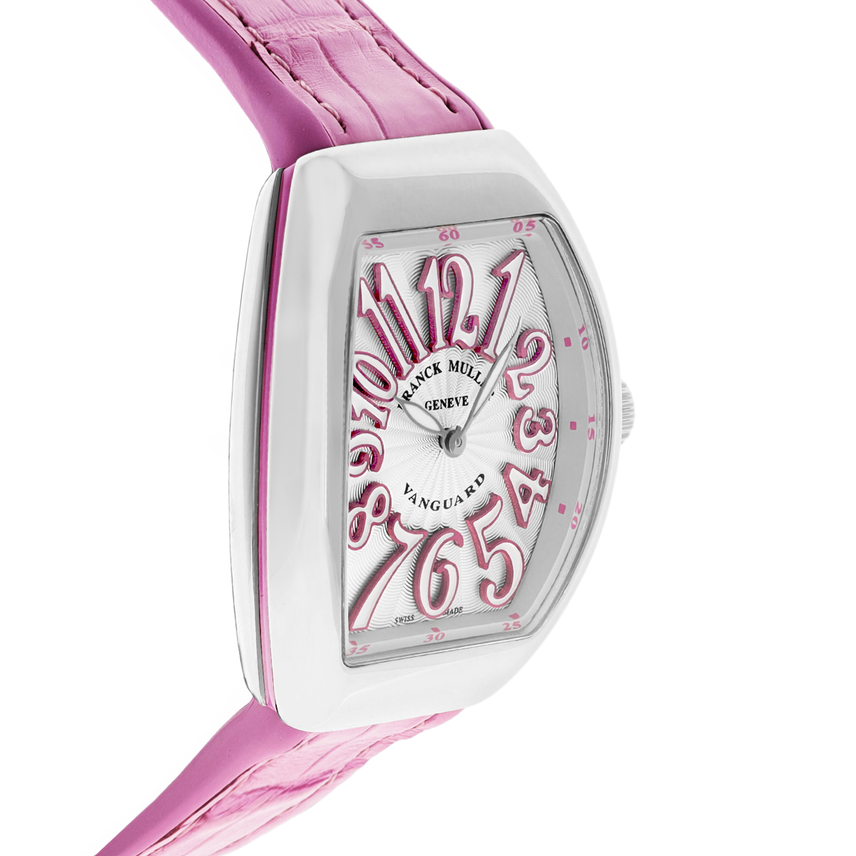 Vanguard V 32 QZ AC.RS (BLC.BLC RS) (White Dial, Pink Numbers)