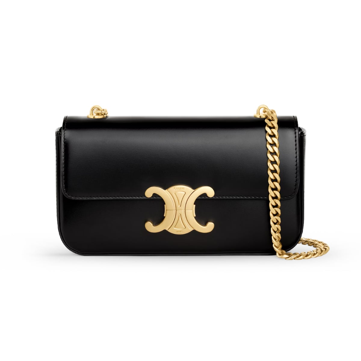 Claude Chain Shoulder Bag Calfskin Leather Black GHW