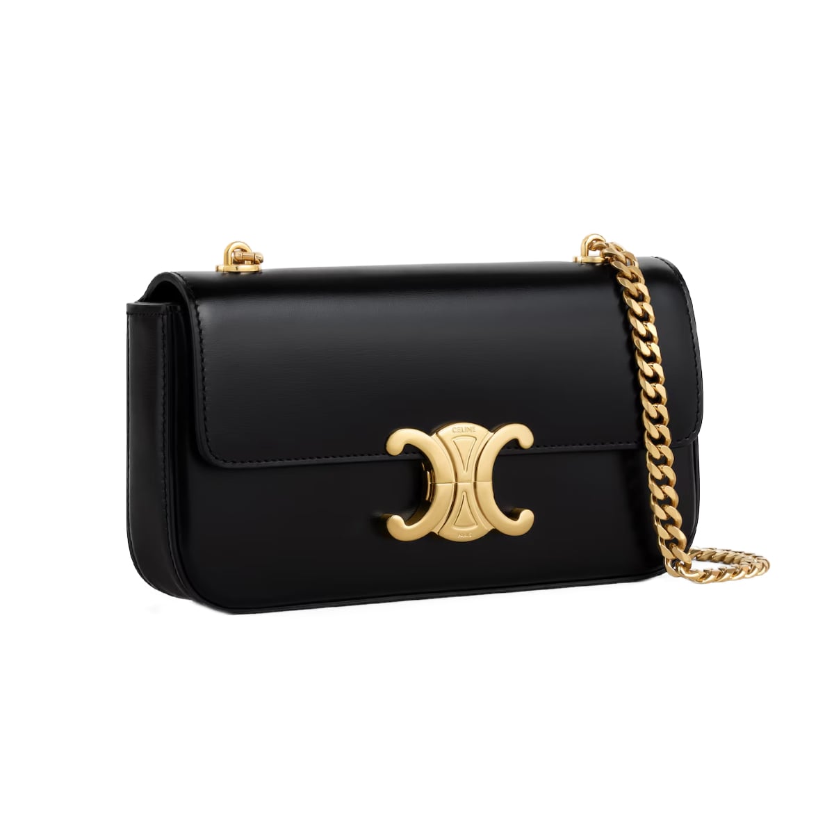 Claude Chain Shoulder Bag Calfskin Leather Black GHW