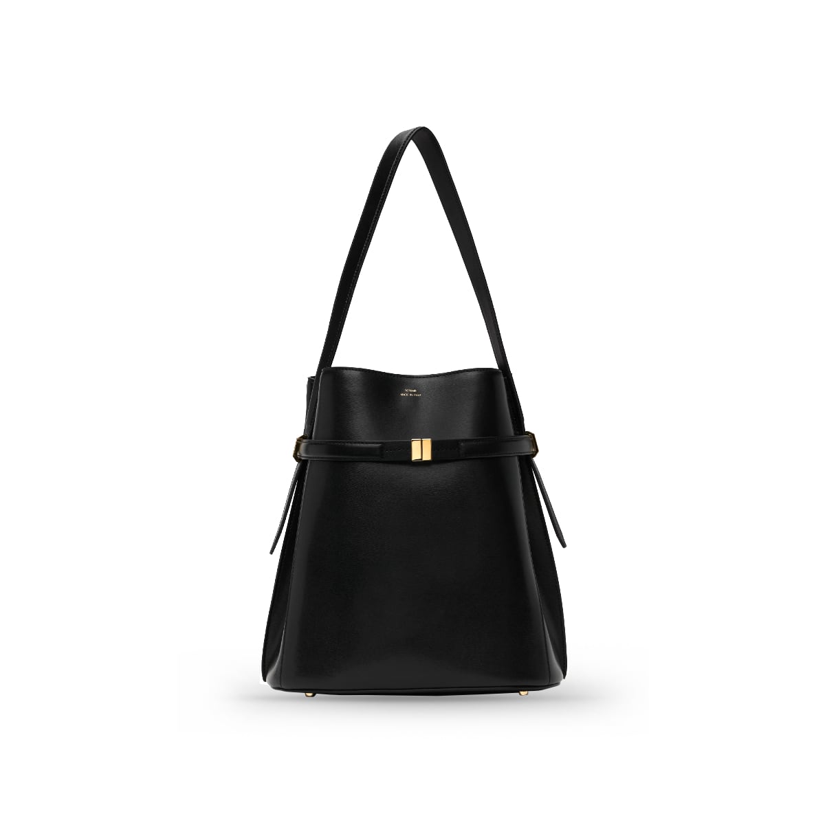 Belted Bucket Bag Leather Black