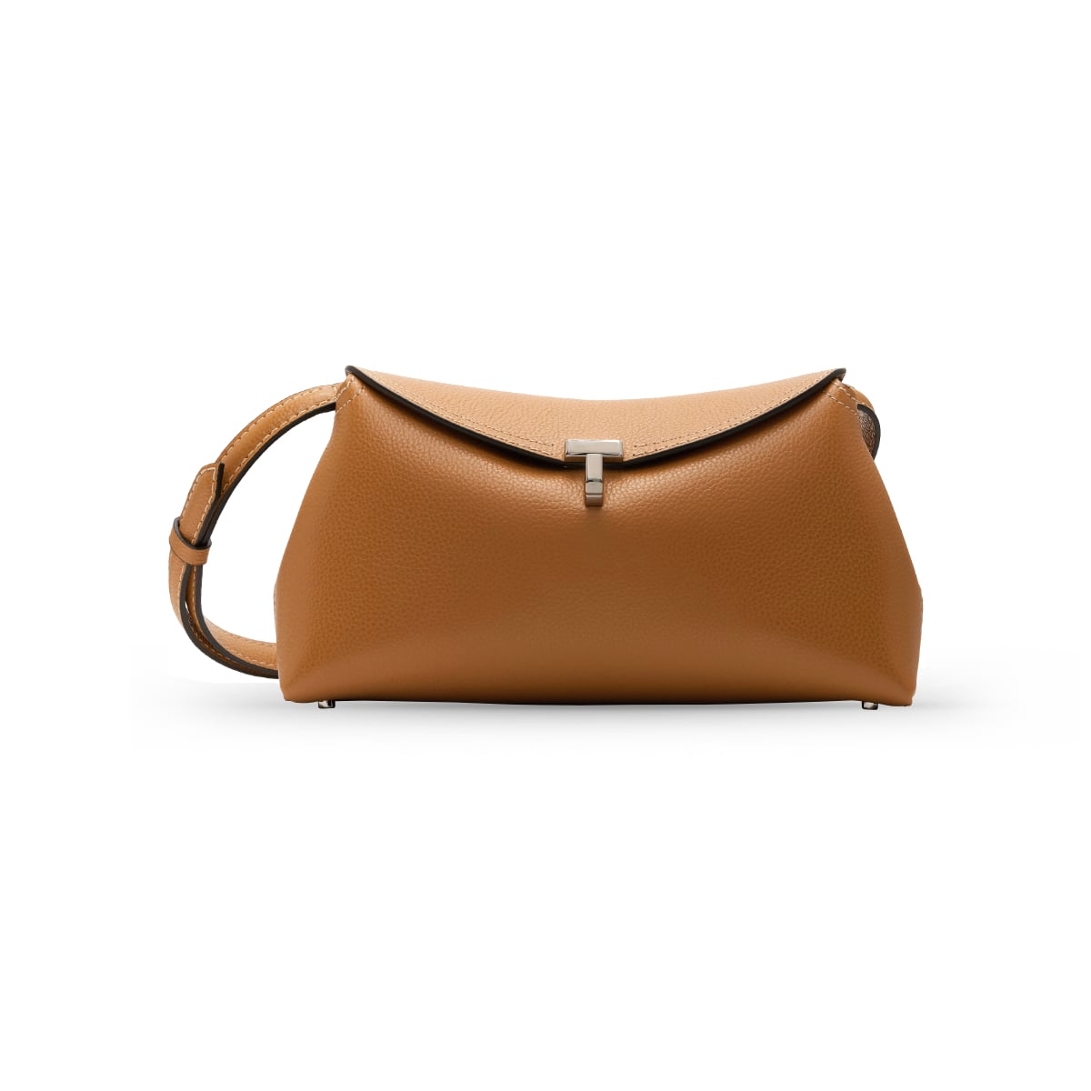 T-lock Grained Leather Clutch Tan