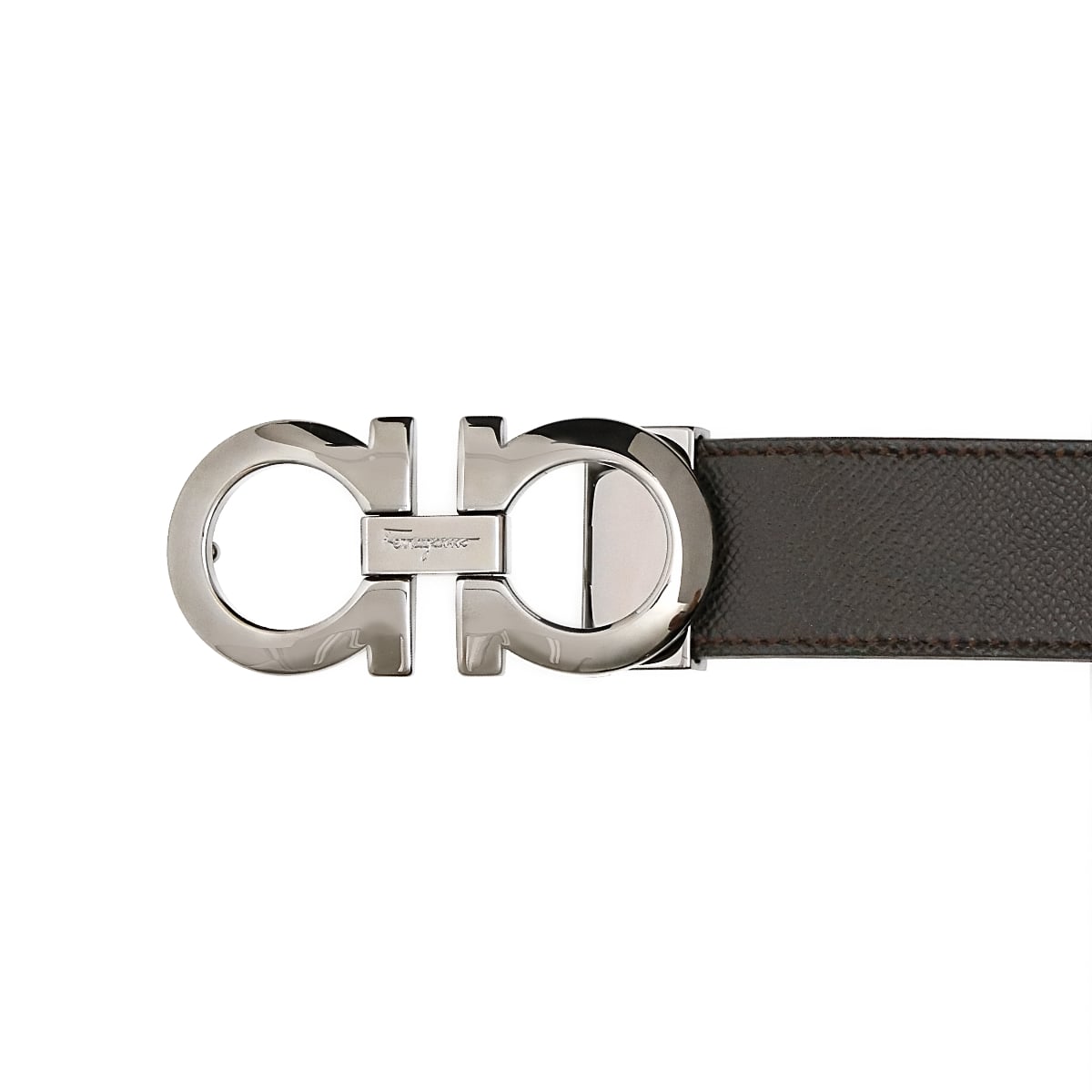 Reversible Gancini Belt Dark Brown/Black