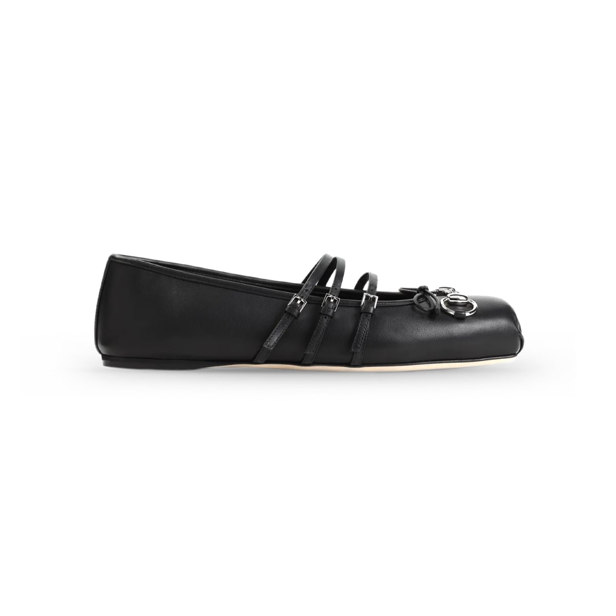 Horsebit Ballet Flat Leather Black