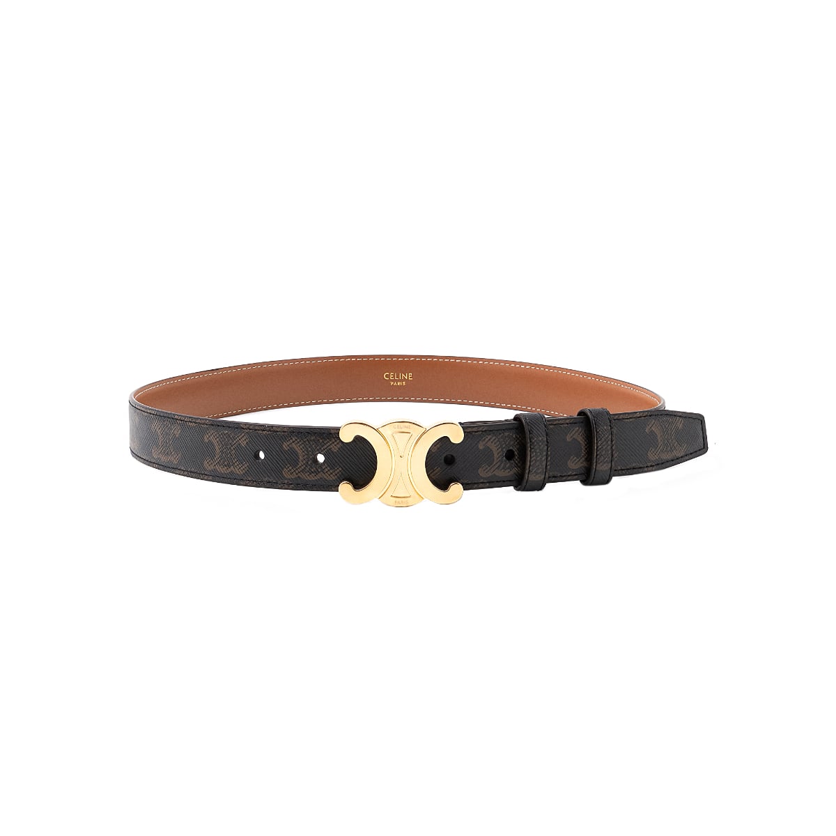 Medium 25mm Triomphe Belt Canvas Tan GHW
