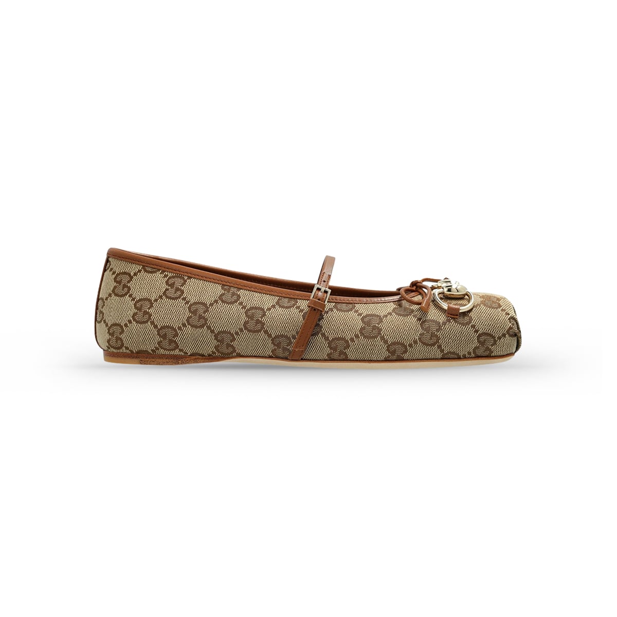 Horsebit Ballet Flat Beige Ebony