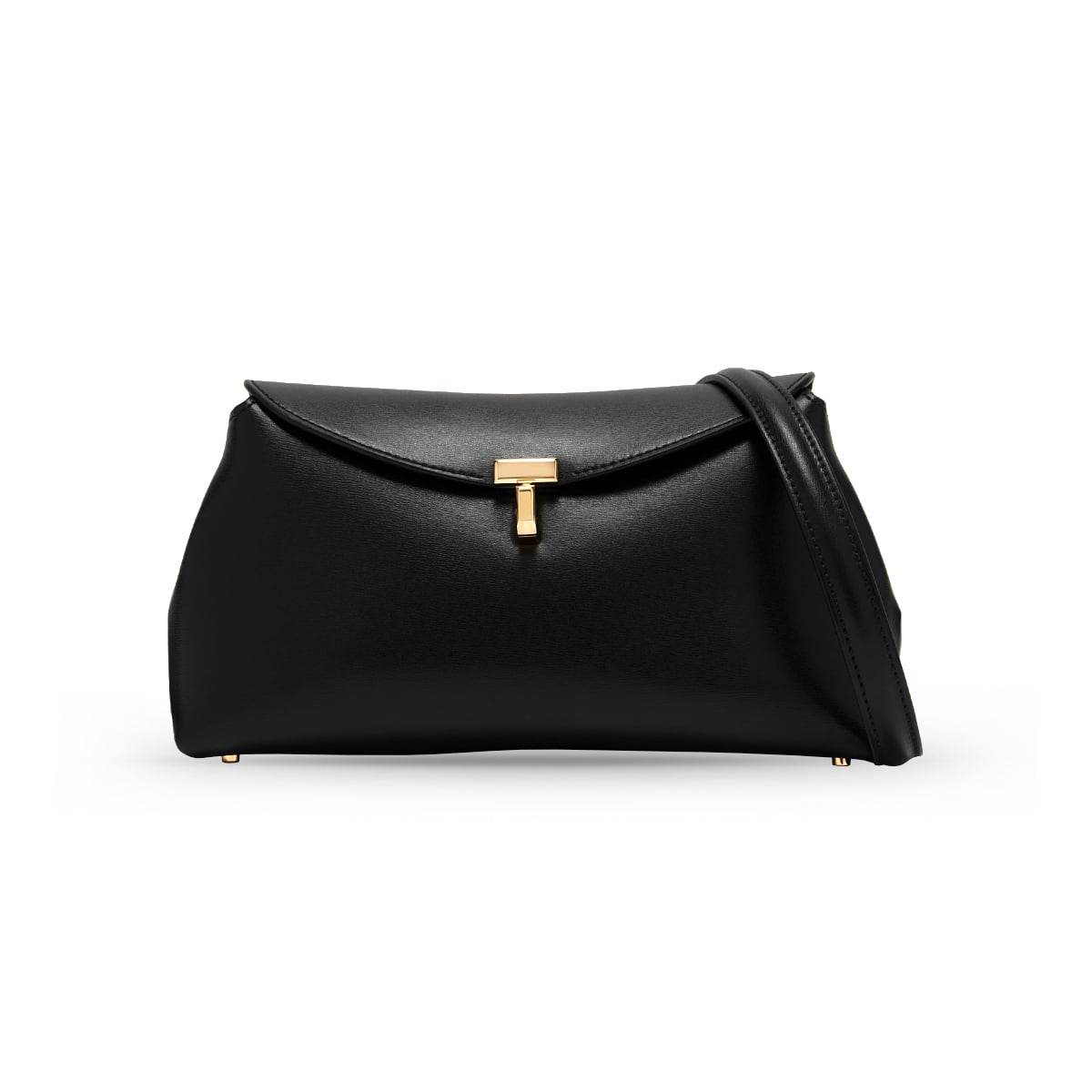 T-Lock Leather Clutch Bag Black GHW