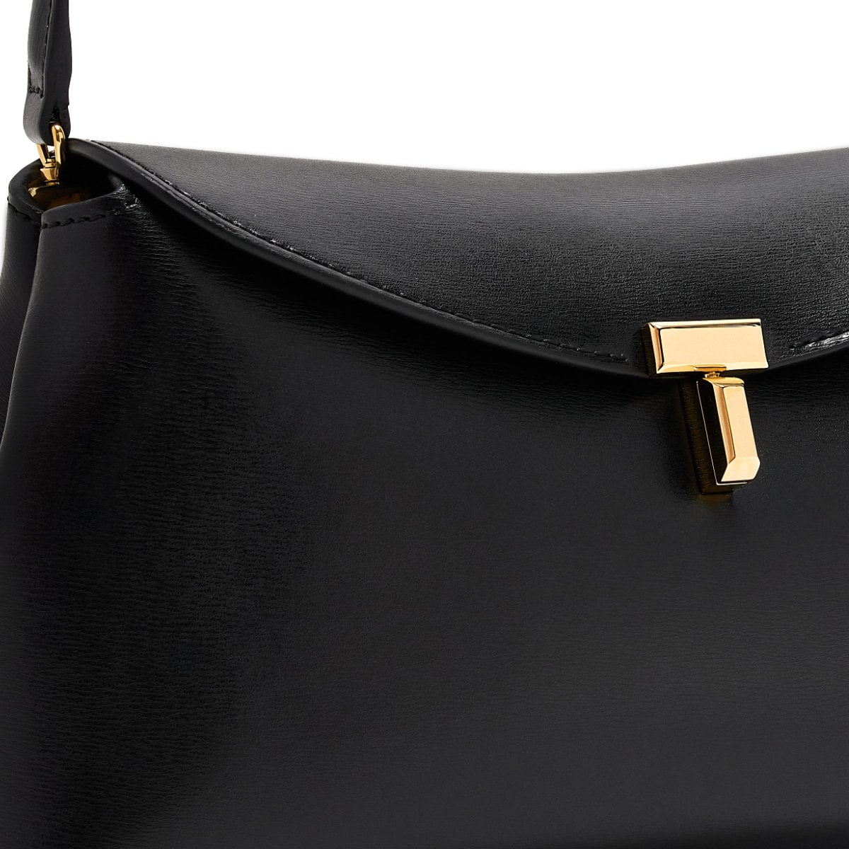 T-Lock Leather Clutch Bag Black GHW