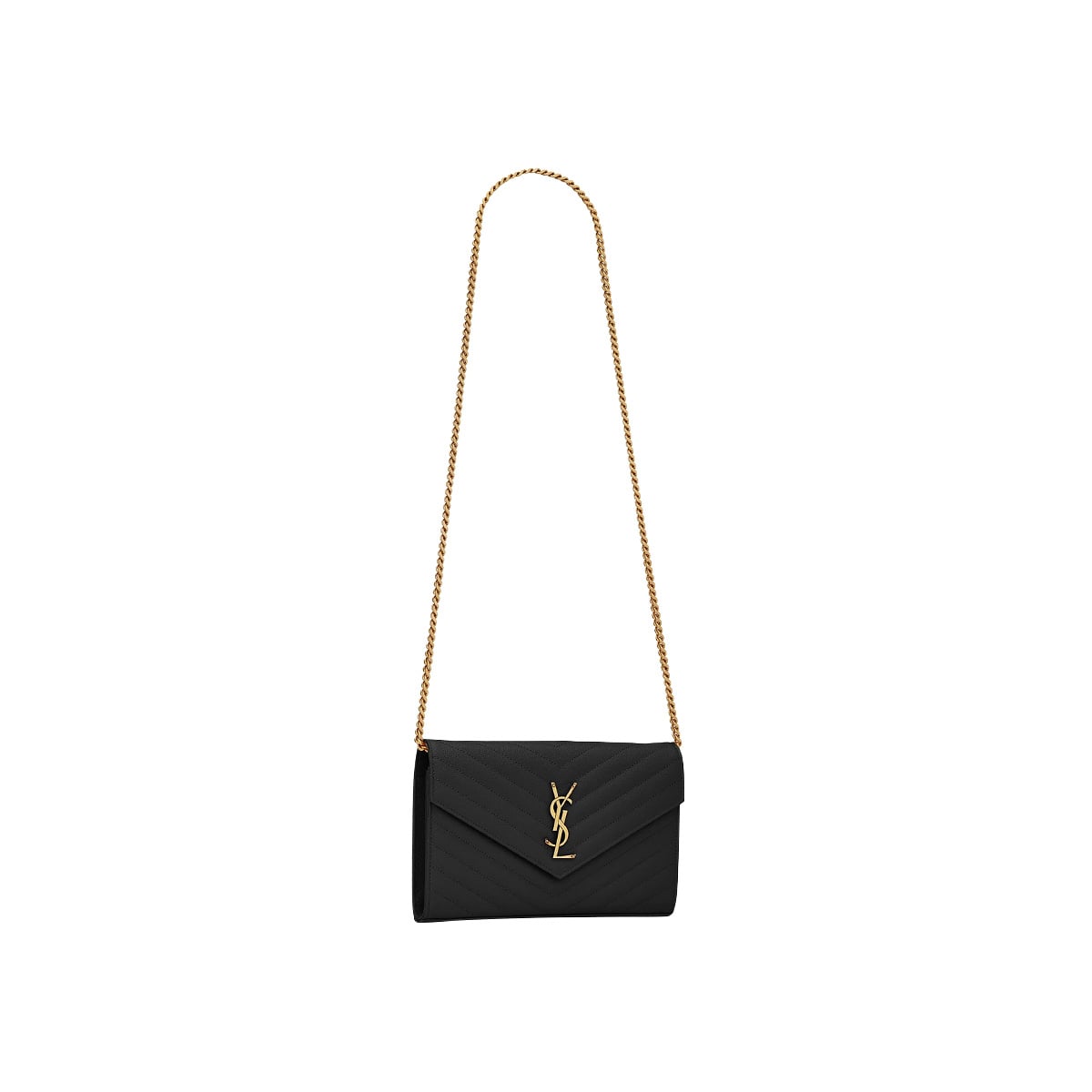 Classic Chain Wallet Grain Leather Black GHW