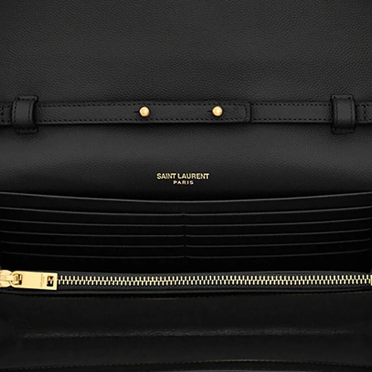 Classic Chain Wallet Grain Leather Black GHW