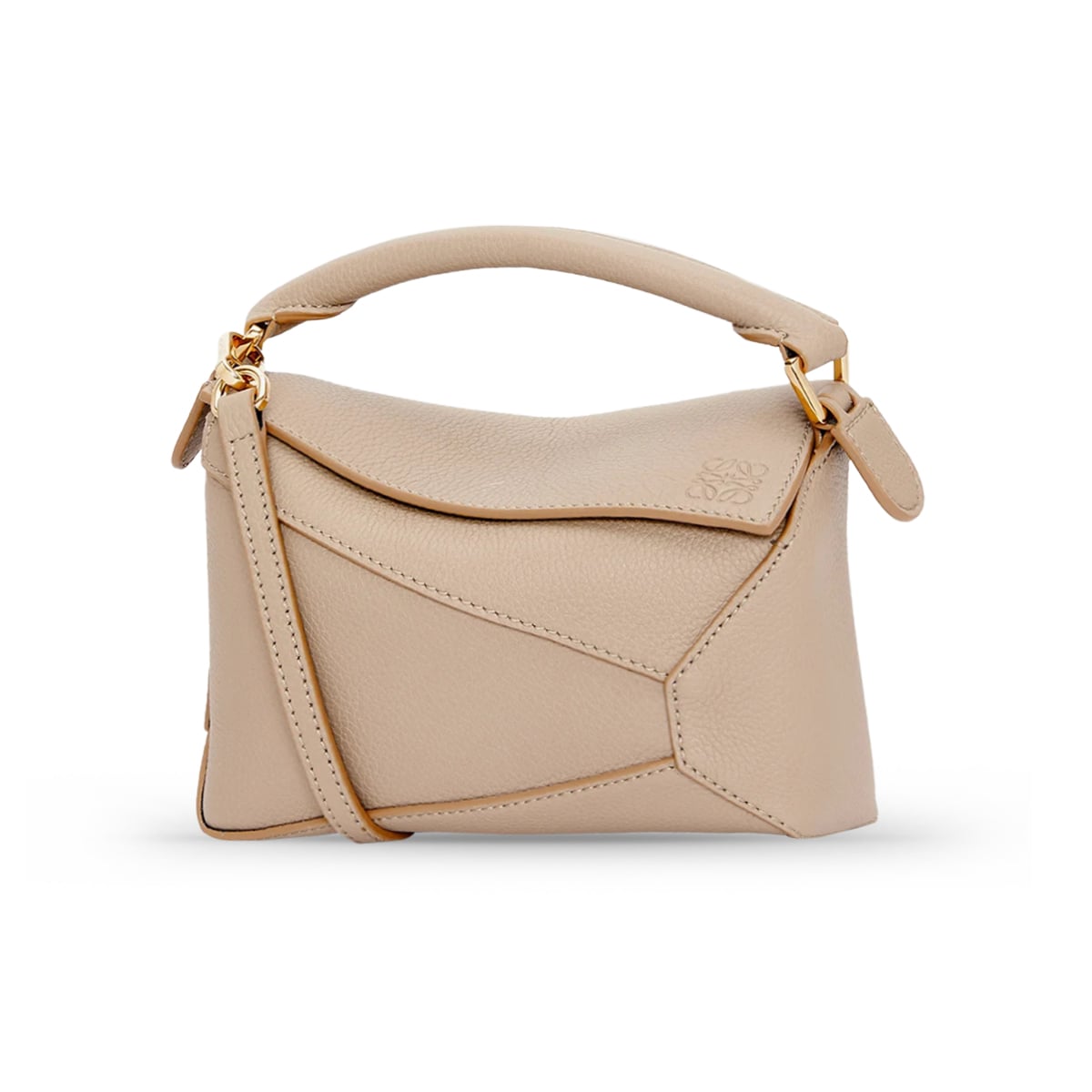 Mini Puzzle Edge Bag Grained Calfskin Sand GHW