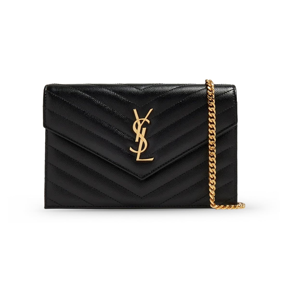 Envelope Chain Wallet In Grained Leather Black GHW