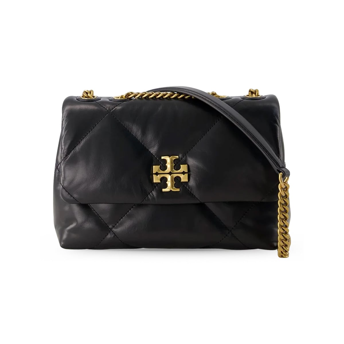 Small Kira Diamond Quilt Shoulder Bag Black GHW