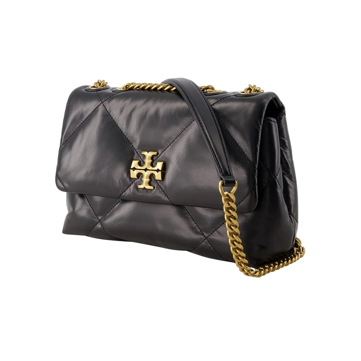 Small Kira Diamond Quilt Shoulder Bag Black GHW