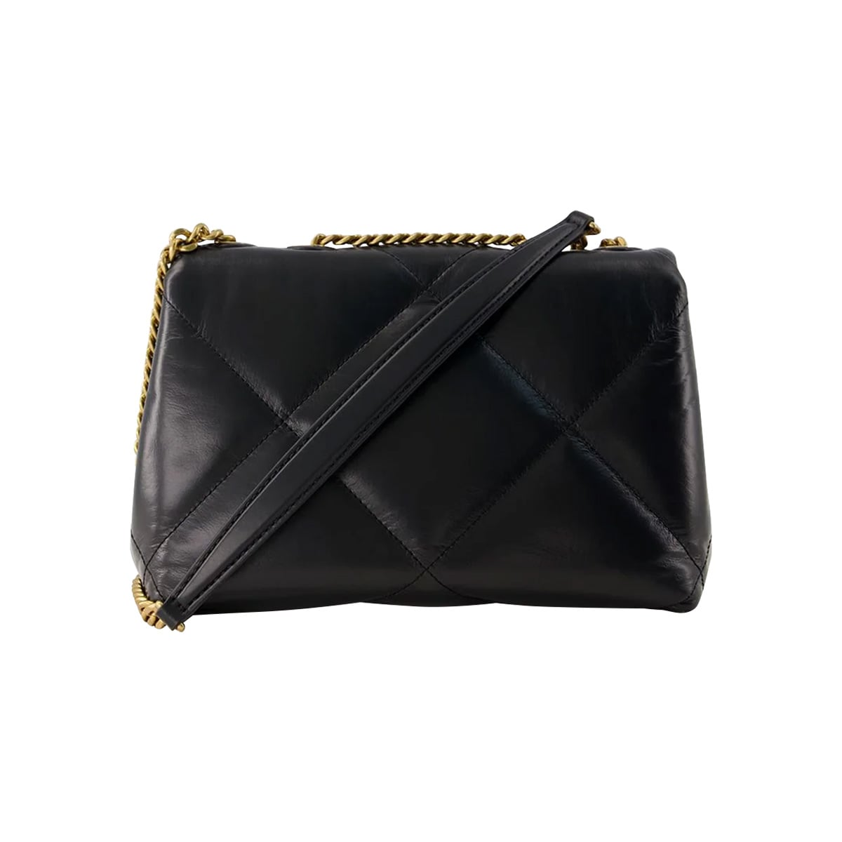 Small Kira Diamond Quilt Shoulder Bag Black GHW