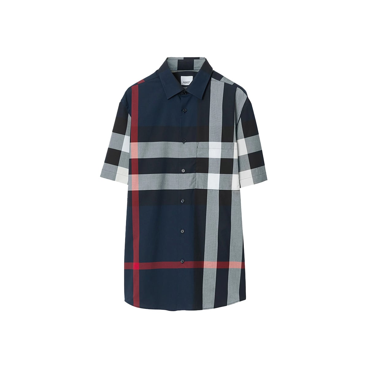 Slim Fit Check Cotton Shirt Navy