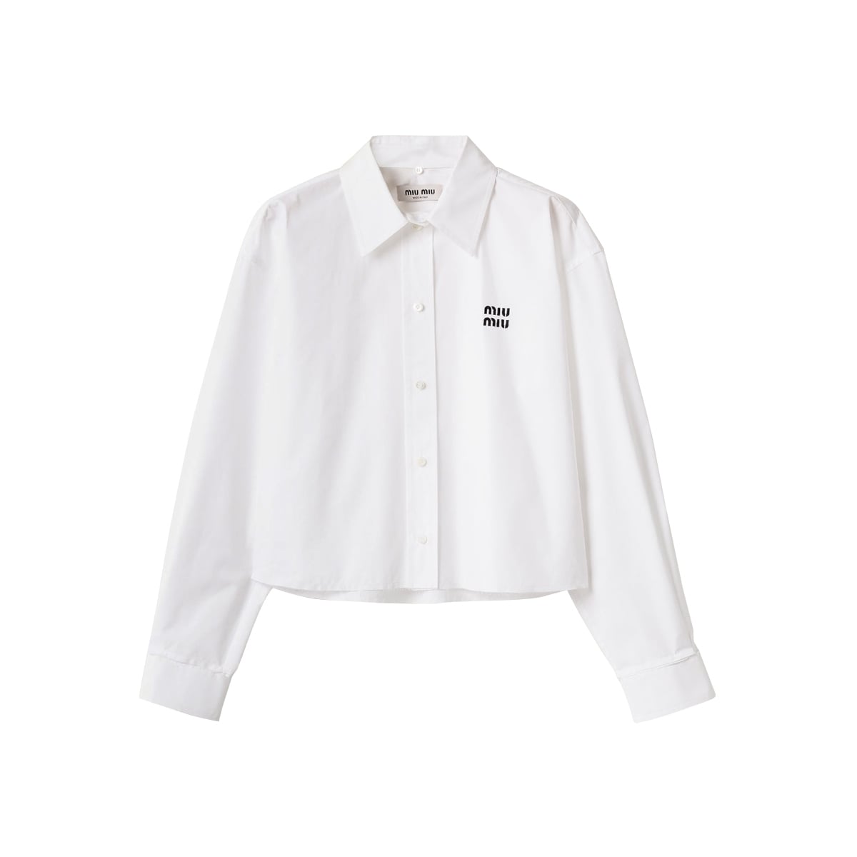 Poplin Cropped Shirt Embroidery Logo White