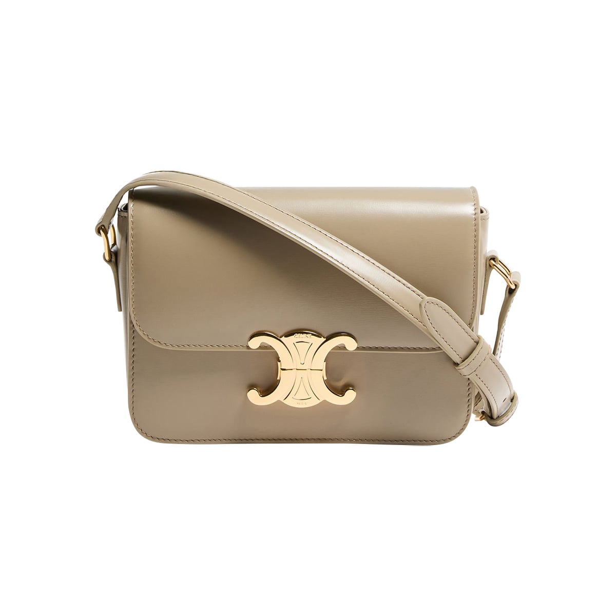 Teen Triomphe Crossbody Bag Calfskin Modern Taupe GHW