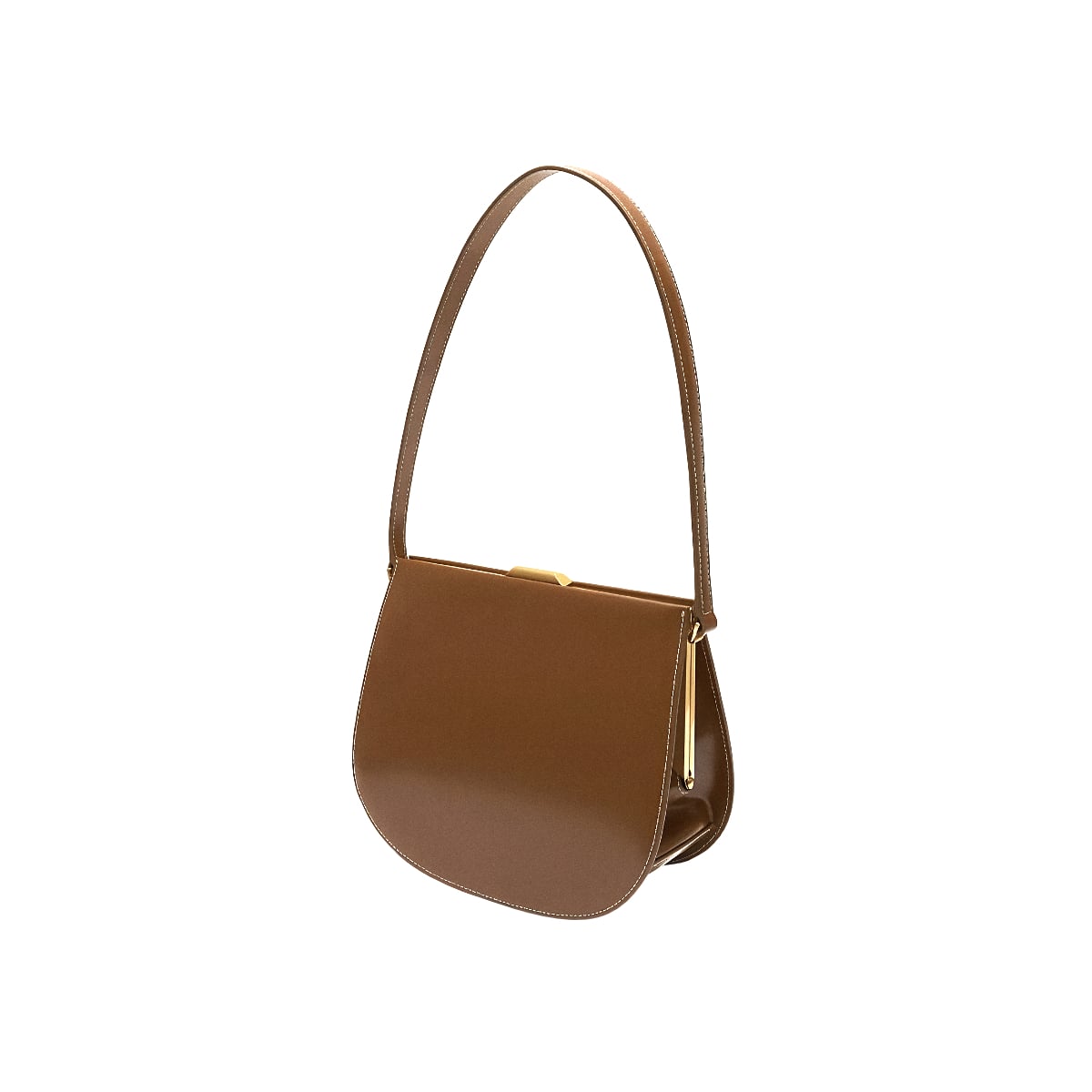 Lune Forme Shoulder Bag Cognac Brown